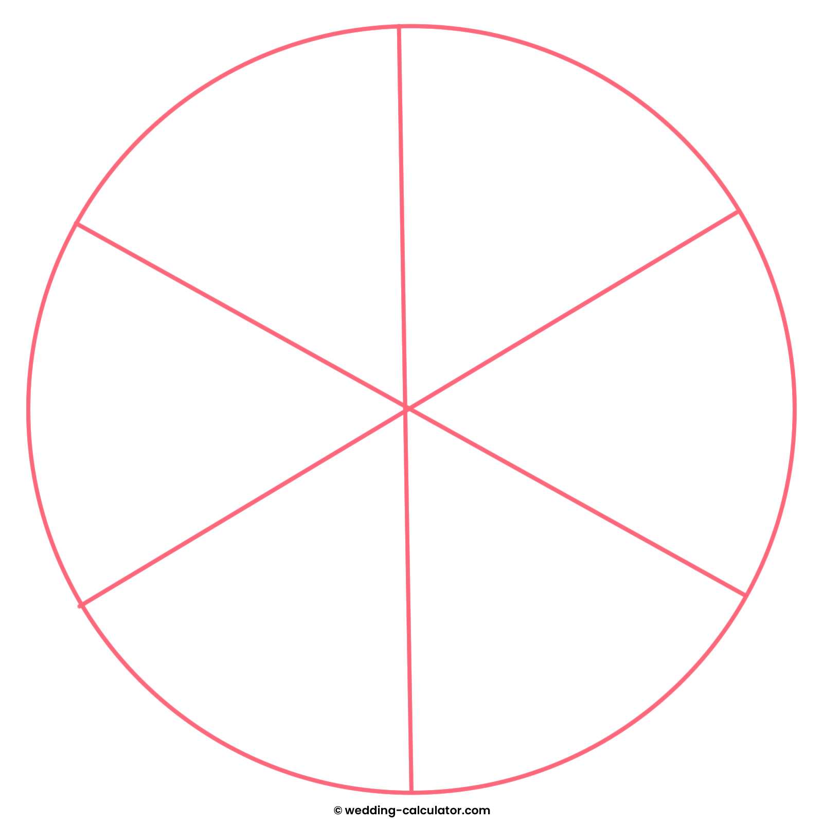 How to cut 6 servings from a wedding cake tier with a diameter of 4″