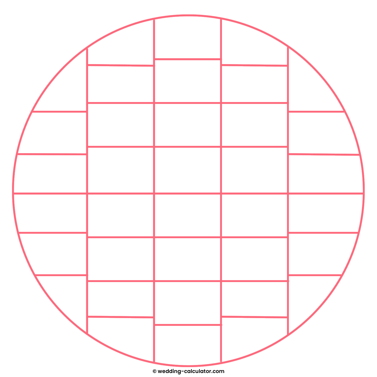 How to cut 36 servings from a wedding cake tier with a diameter of 10″